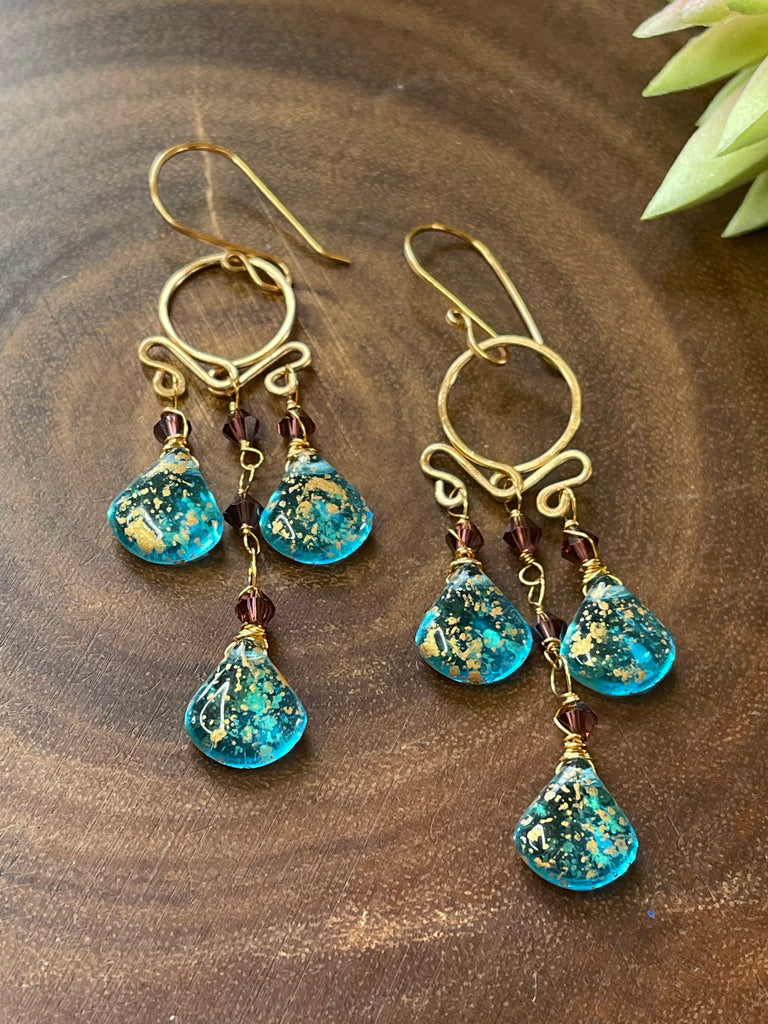 Ocean Blue Czech Earrings