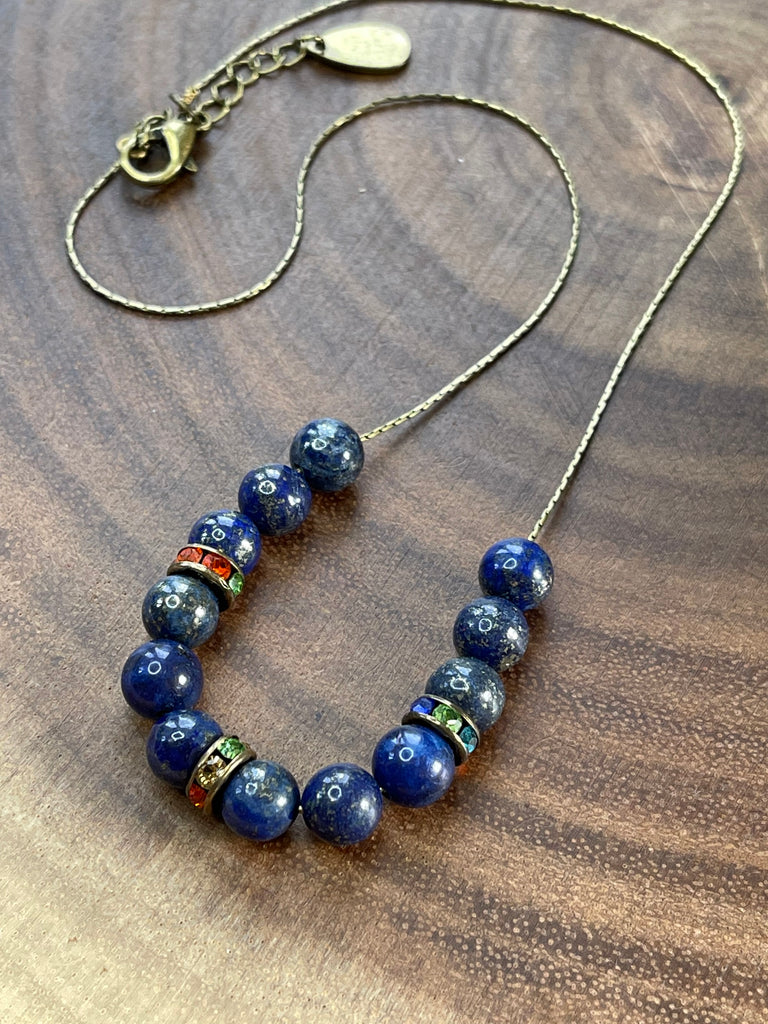 Lapis Lazuli Rhinestone Necklace