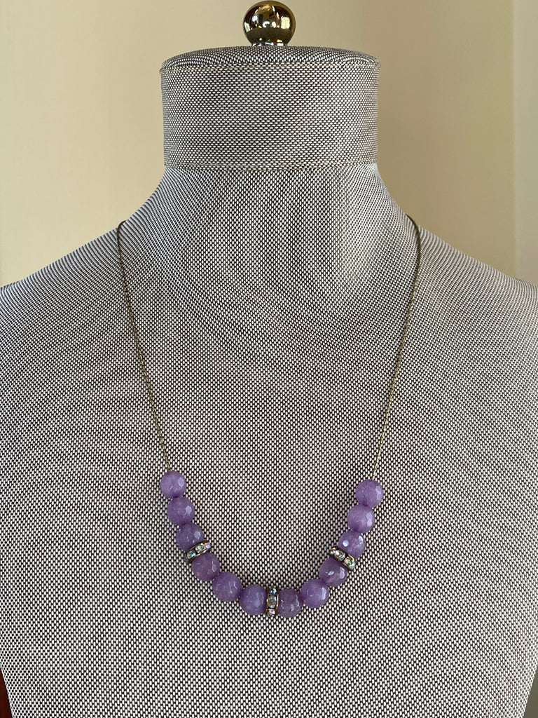 Purple Agate Rhinestone Necklace