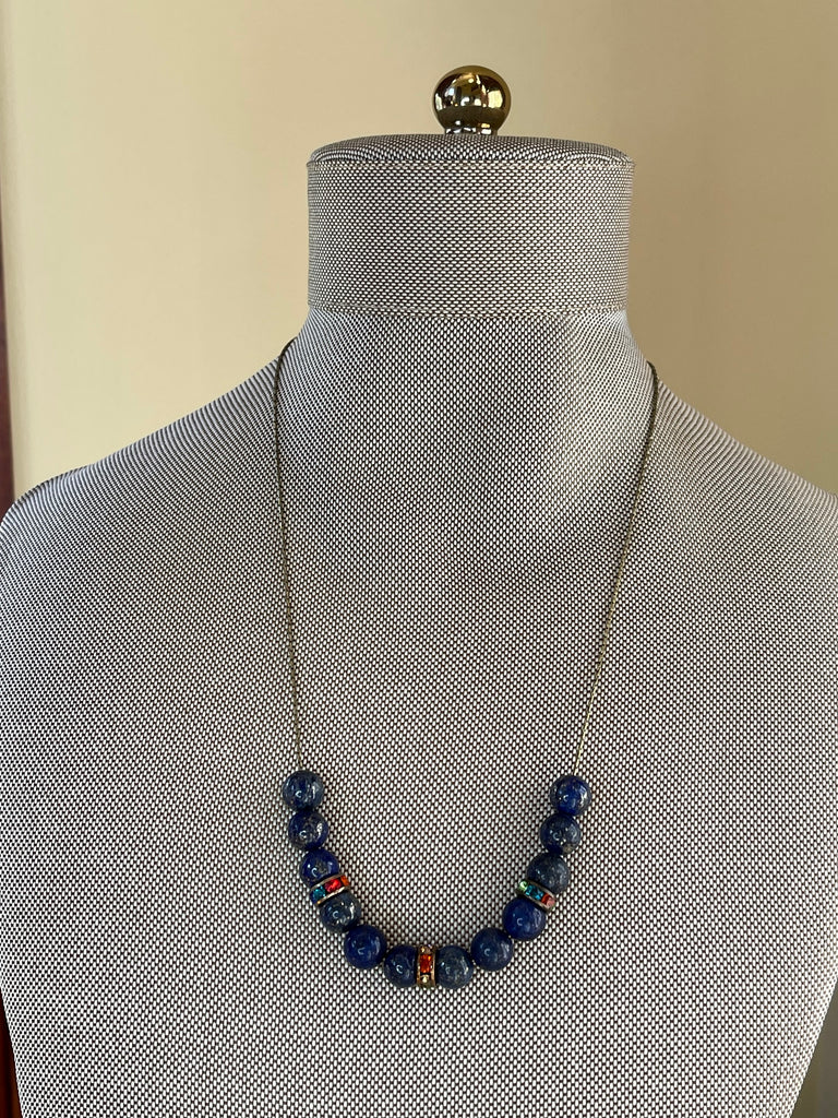 Lapis Lazuli Rhinestone Necklace