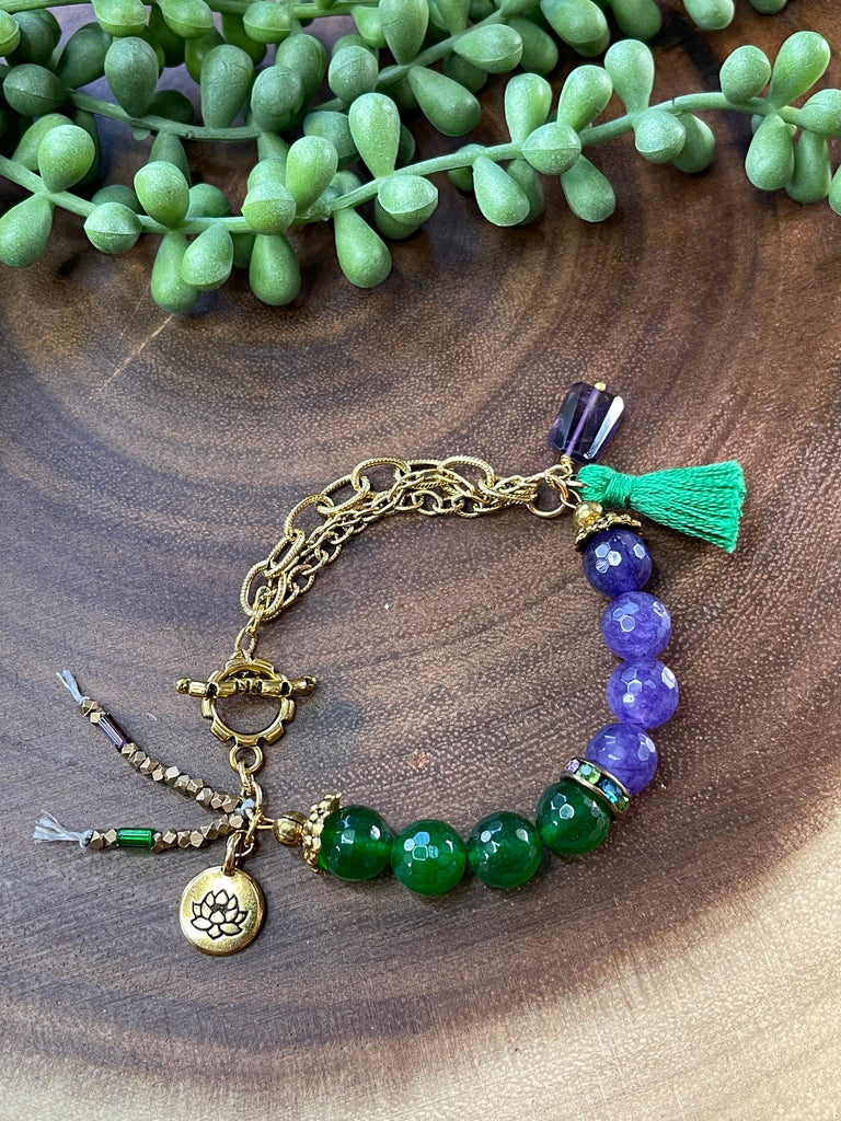 Lotus Charm Beaded Bracelet