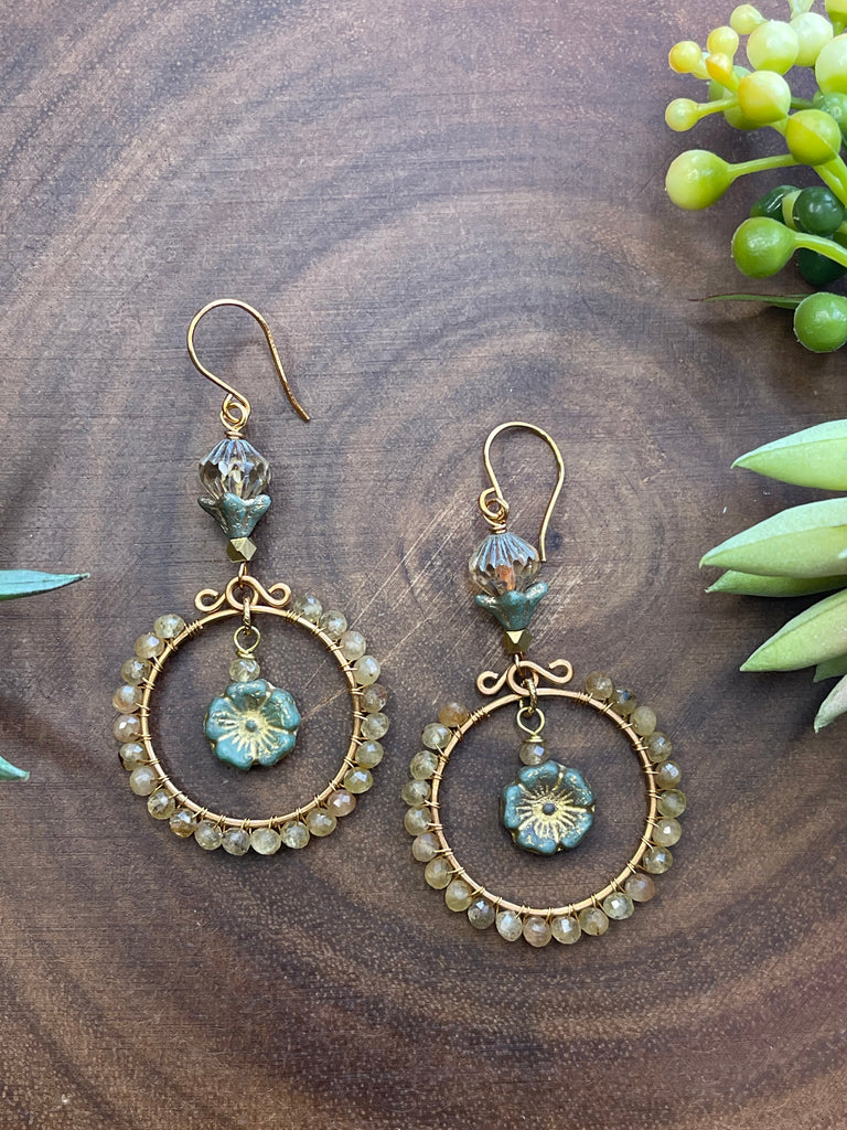 Yellow Apatite Floral Earrings