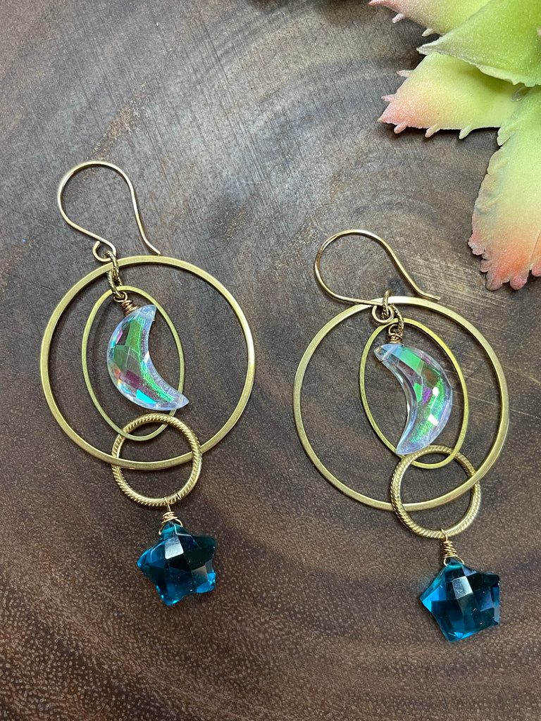 Crescent and Star Hoop Earrings