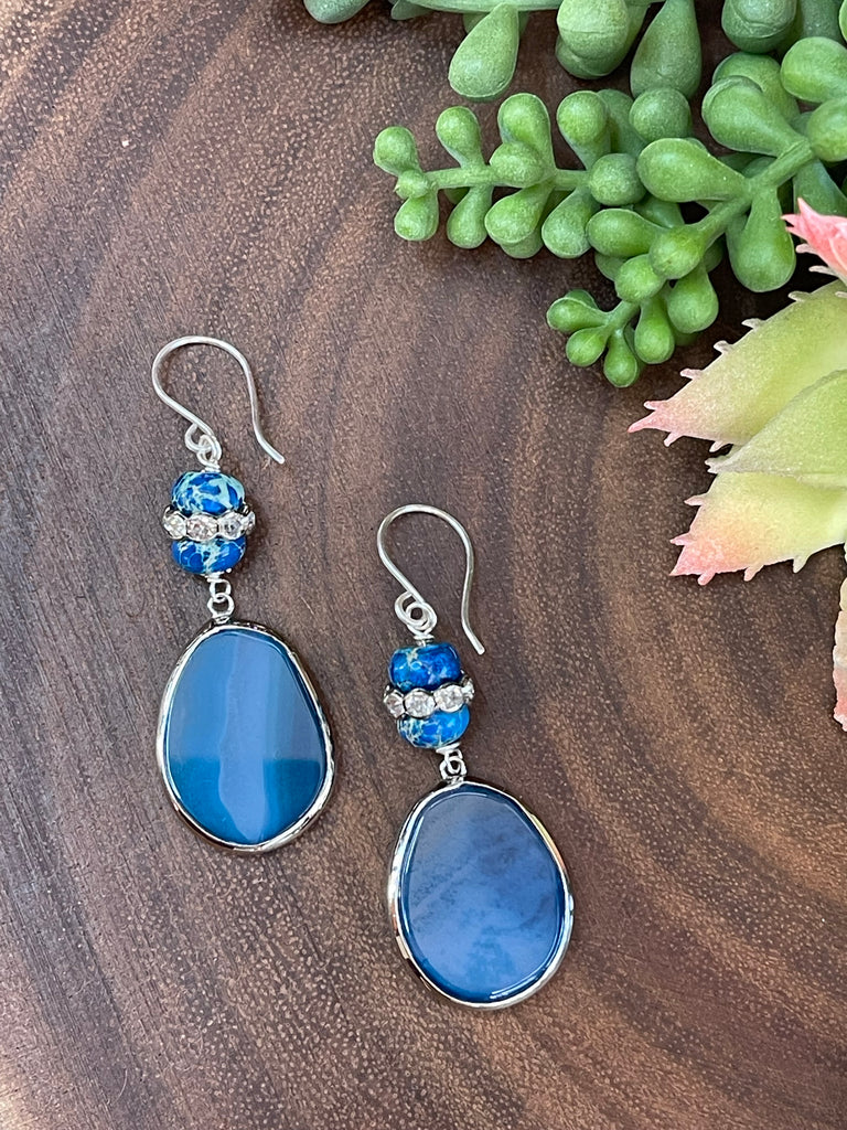 Blue Agate/ Blue Imperial Jasper Earrings