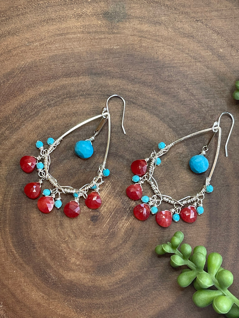 Carnelian and Turquoise Earrings