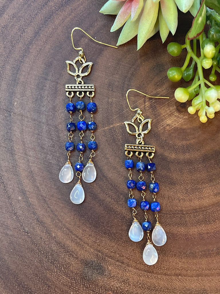 Lapis Lazuli Fringe Earrings