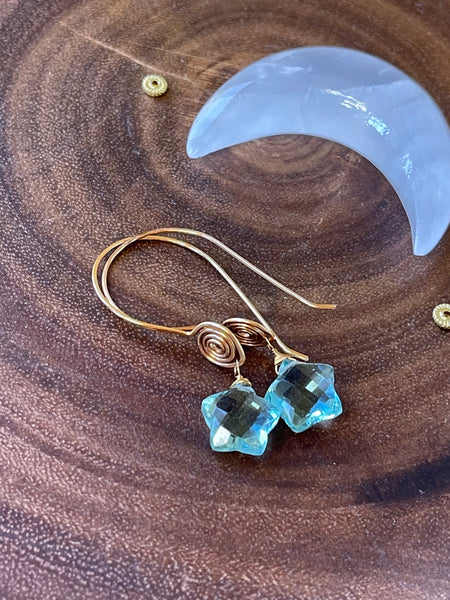 Aquamarine Quartz Star Earrings