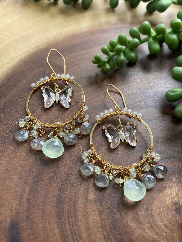 Crystal Butterfly Gemstone Earrings