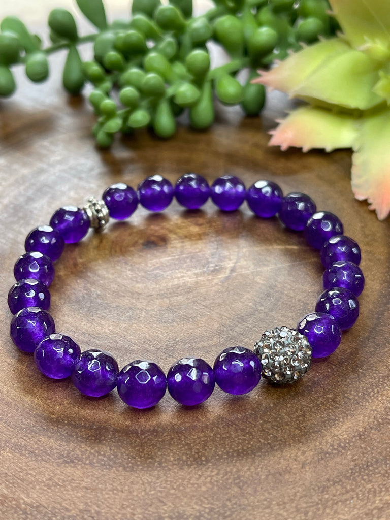 Dark Purple Agate Beaded Bracelet