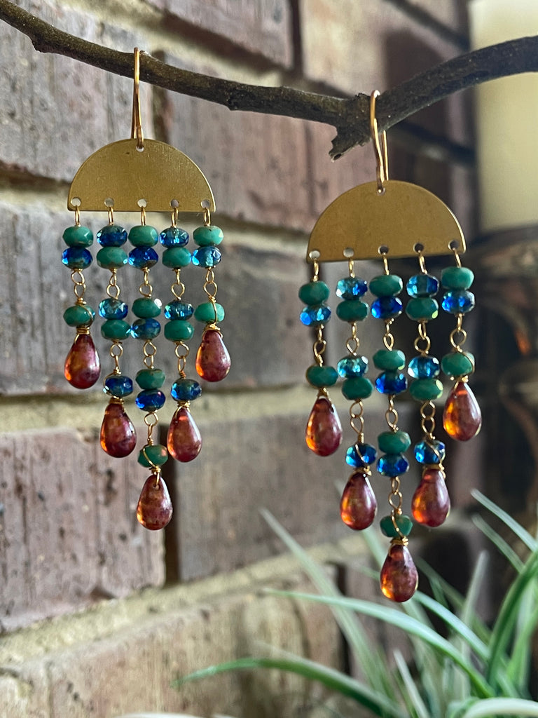 Berry Colored Beaded Earrings