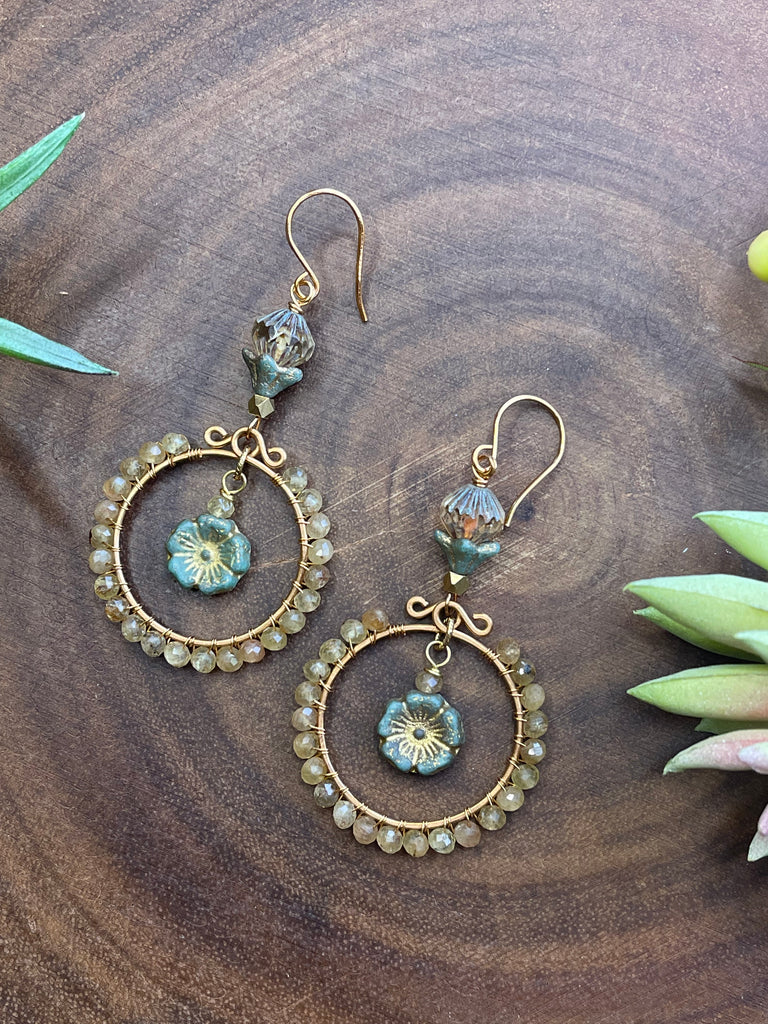 Yellow Apatite Floral Earrings