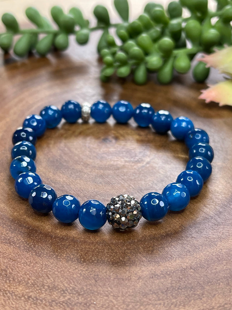 Dark Blue Agate Beaded Bracelet