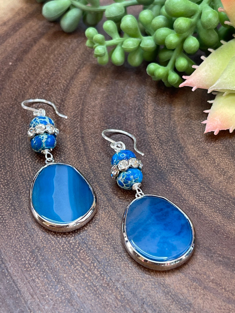 Blue Agate/ Blue Imperial Jasper Earrings