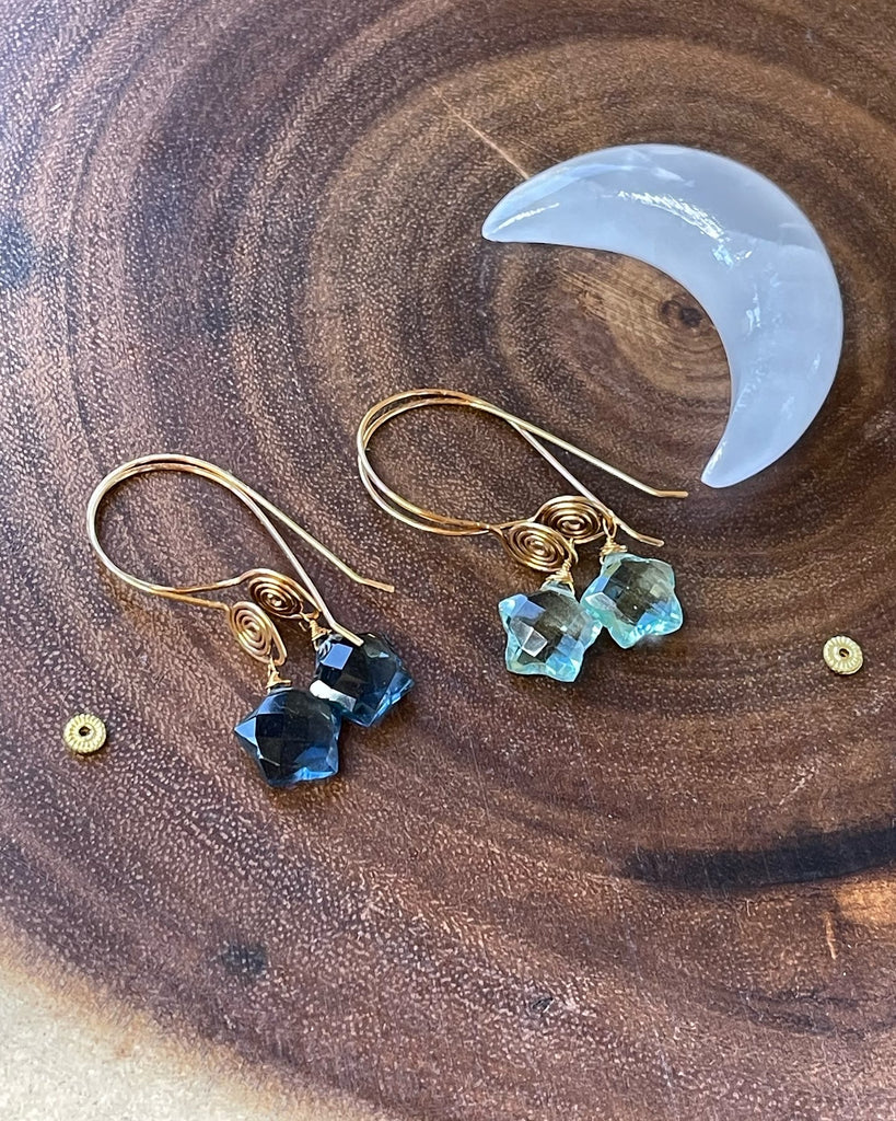 Aquamarine Quartz Star Earrings