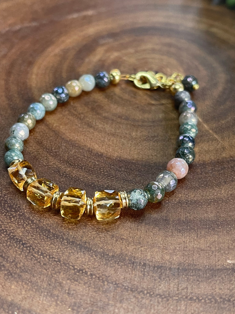 Mystic Indian Agate and Citrine Bracelet