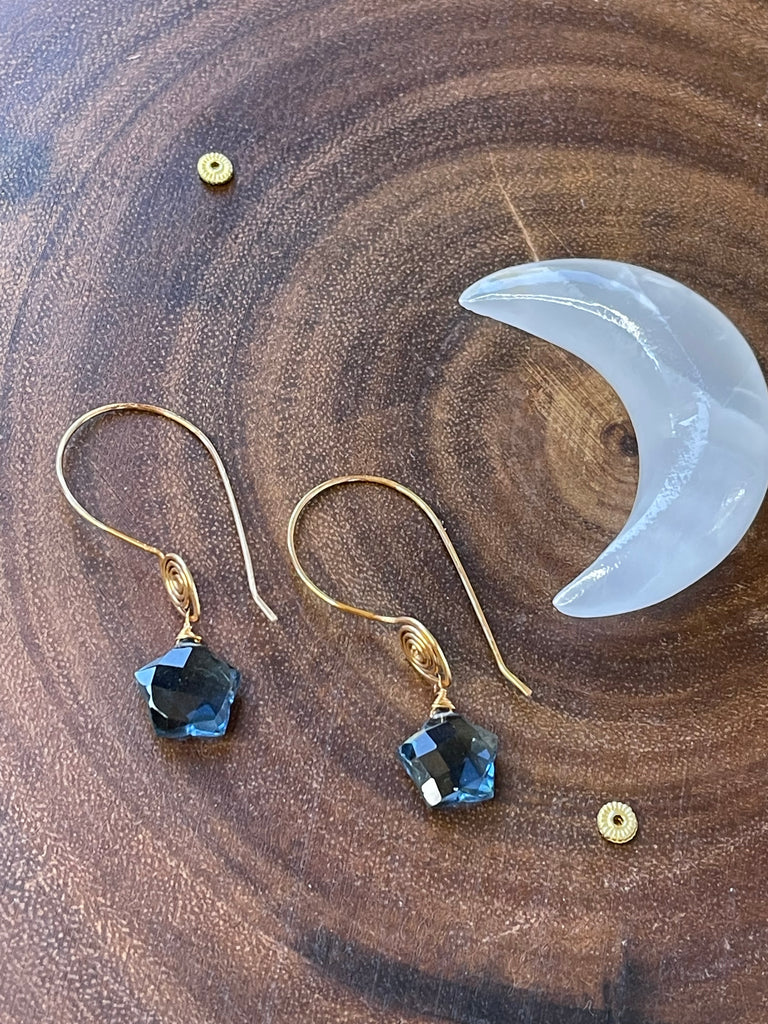 Blue Quartz Star Earrings
