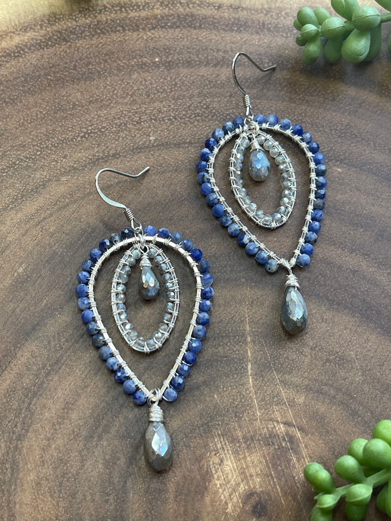 Sodalite and Mystic Labradorite Earrings
