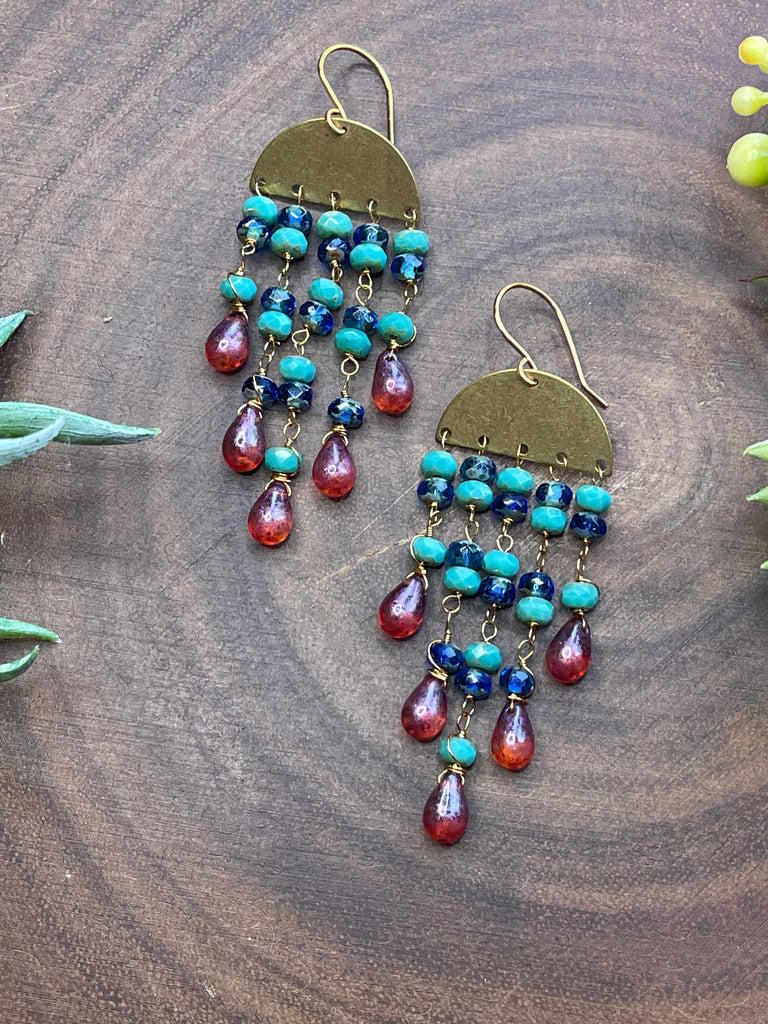 Berry Colored Beaded Earrings